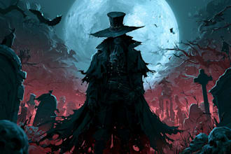horror vampire lord queen character desing