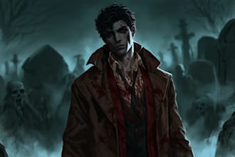 horror vampire lord queen character desing
