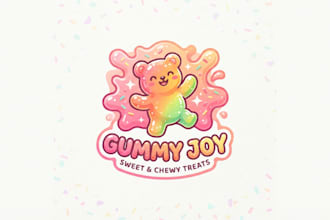 design a cute and playful gummy bear logo