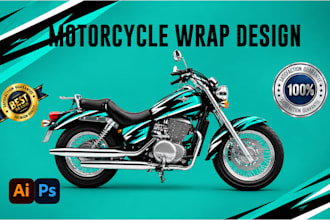 design custom bike wrap design, car wrap, vehicle wrap design racing bike