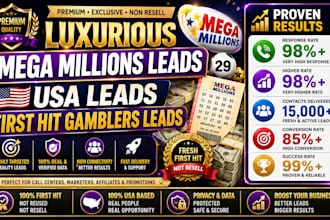 offer luxurious mega millions leads, USA sweeps leads, first hit  gamblers leads