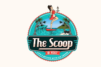 design inventive 50s style ice cream parlor logo