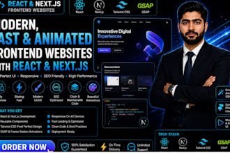 build or convert website to  animated react nextjs with gsap animations