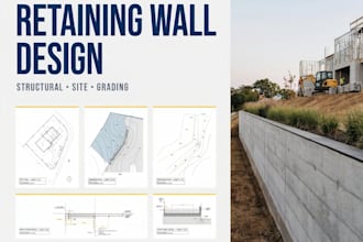 retaining wall design, grading plan, beam slab deck drainage plan