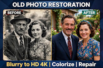 restore old photos, fix blurry photo and colorize to 4k HD