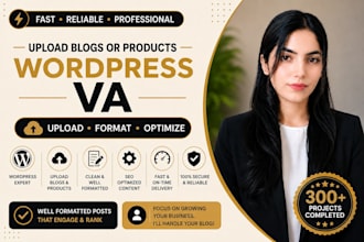 upload, format and optimize your blog posts as a wordpress VA