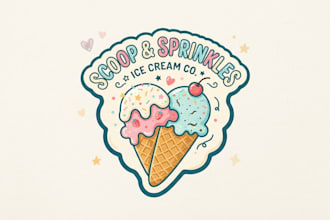 design a sweet and playful ice cream logo
