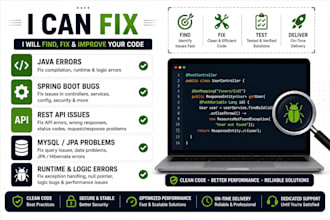 fix java spring boot bugs errors and rest API issues