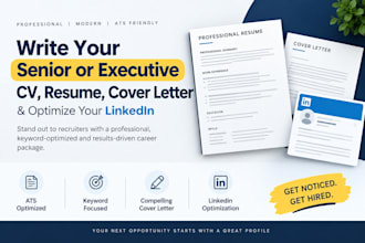 write your senior or executive CV, resume, cover letter, optimize your linkedin