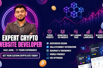 create a custom crypto token, memecoin, ico website, nft landing page blockchain