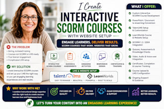 create interactive scorm courses with website setup using talentlms, learnworld