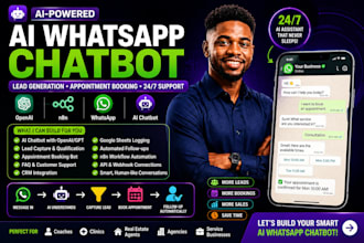 build ai whatsapp chatbot, lead generation, appointment booking bot, openai, n8n