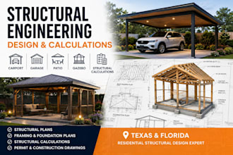 do structural design and calculation for carport garage patio gazebo in florida