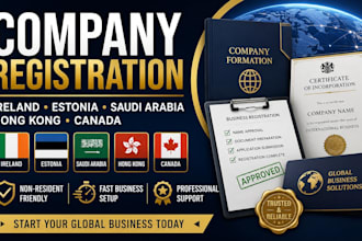 company registration in ireland, estonia, saudi arabia, hong kong, canada