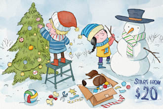 draw whimsical watercolor children book illustration