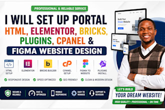 setup portal html elementor install plugin cpanel bricks figma website design