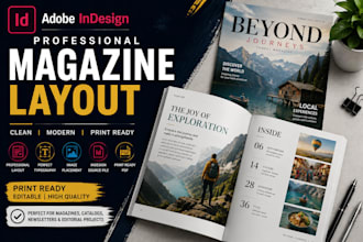 create a professional magazine layout and editorial design