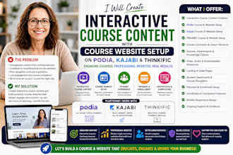 create interactive course with course website for podia, kajabi, thinkific