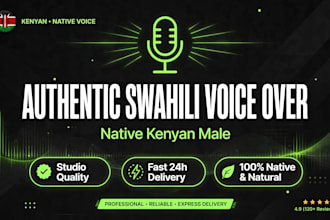 record authentic kenyan swahili male voice over