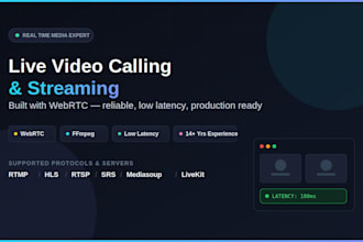 integrate live video calling or streaming into your app using webrtc