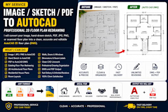 convert image sketch PDF to autocad floor plan dwg