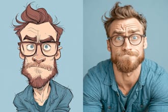 create a funny  cartoon caricature from your photo