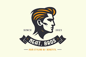 design hair styling neat bros company logo