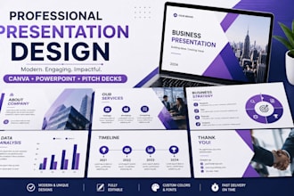 design a modern powerpoint presentation and canva pitch deck