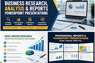 do business research, market analysis, reports and powerpoint presentations