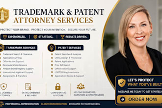 handle US trademark and patent registration, trademark attorney and search