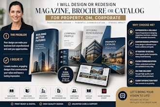 design or redesign magazine, brochure or catalog for property, om, corporate