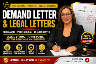 draft strong legal letter, demand letter, cease and desist, or legal notice