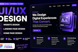 design a modern figma website, home page landing page, and UI UX