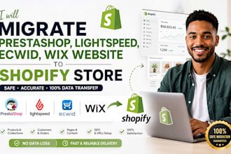 migrate prestashop website lightspeed ecwid wix website to shopify store