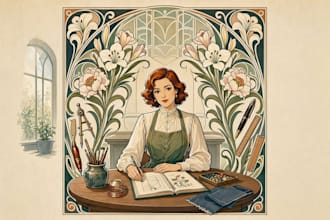 draw an art nouveau illustration for custom projects