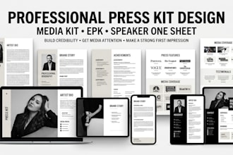 design media kit, press kit speaker one sheet epk magazine design