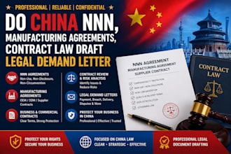 do china nnn manufacturing agreements contract law draft legal demand letter