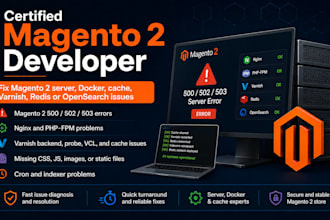 fix magento 2 server, docker, cache, varnish, redis or opensearch issues