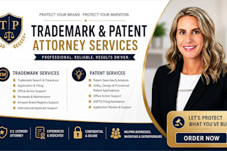 be your US trademark attorney for registration and patent filing, uspto search