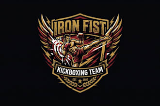 design a powerful kickboxing logo for your team