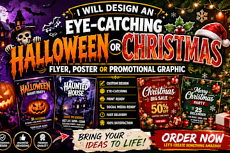 design halloween christmas flyer poster promotional graphic