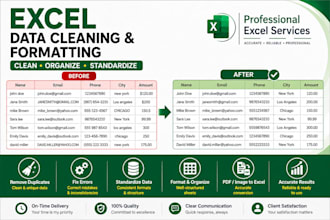 do excel data cleaning, formatting, and spreadsheet work
