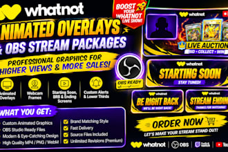 create animated whatnot overlays and obs stream packages