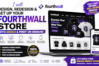 design redesign and set up your fourthwall store with merch and print on demand