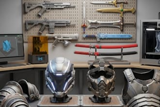 create custom printable 3d cosplay mask 3dhelmet pepakura armor knife gun props