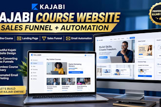 create a kajabi online course website with sales funnel and automation