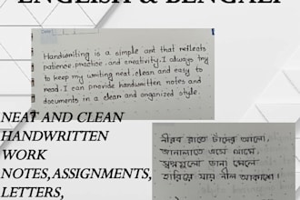 handwrite your notes in bengali and english