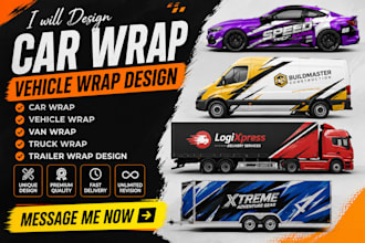 design car wrap, vehicle wrap, van wrap, truck wrap and trailer wrap design
