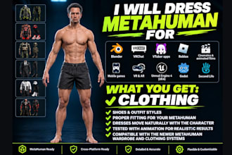 dress metahumans for ue5, with clothing, shoes, outfit styles based on the role