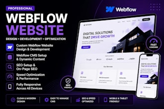 create webflow website, cms setup, optimization, SEO
